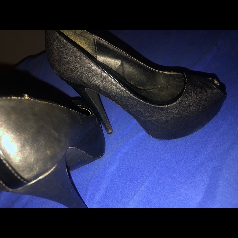 Black leather heels